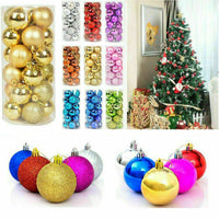 24Pcs Christmas Glitter Ball Ornaments Xmas Tree Ball Hanging Party