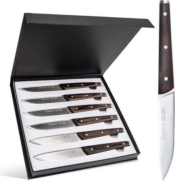 6Pcs Steak Knife Set Serrated Stainless Steel Utility